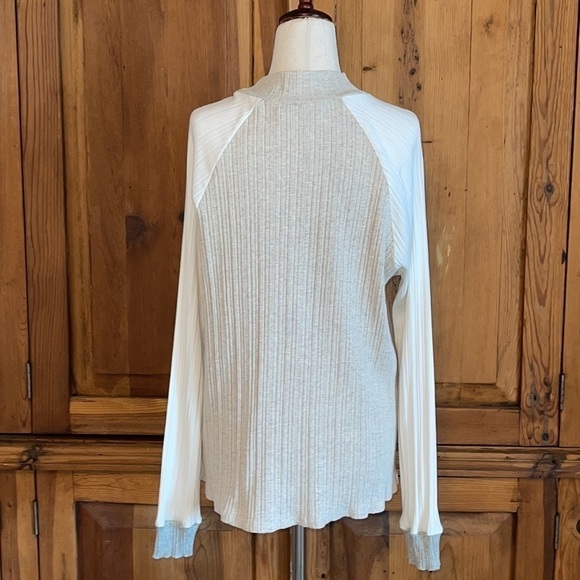 GILLI USA Ribbed Multi Color Mock Neck Long Sleeve Cotton Stretch Top Sz. M - Picture 5 of 8